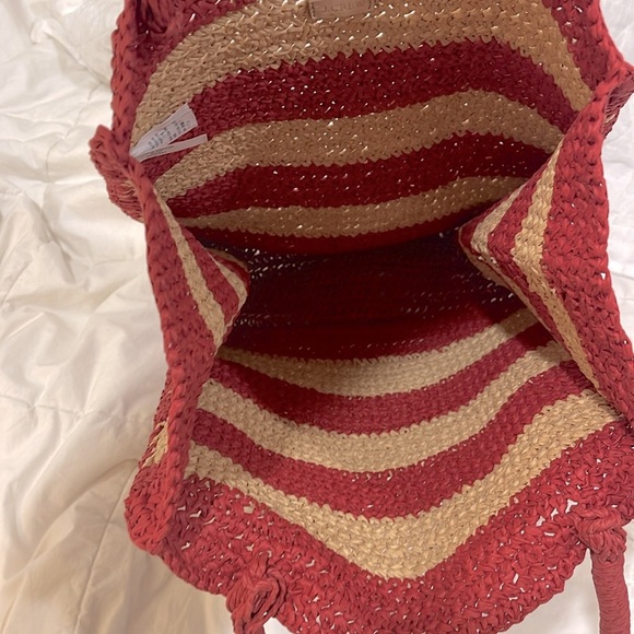 J.Crew NWOT straw shopper tote in stripe Top Rated AZ139 - Picture 6 of 8
